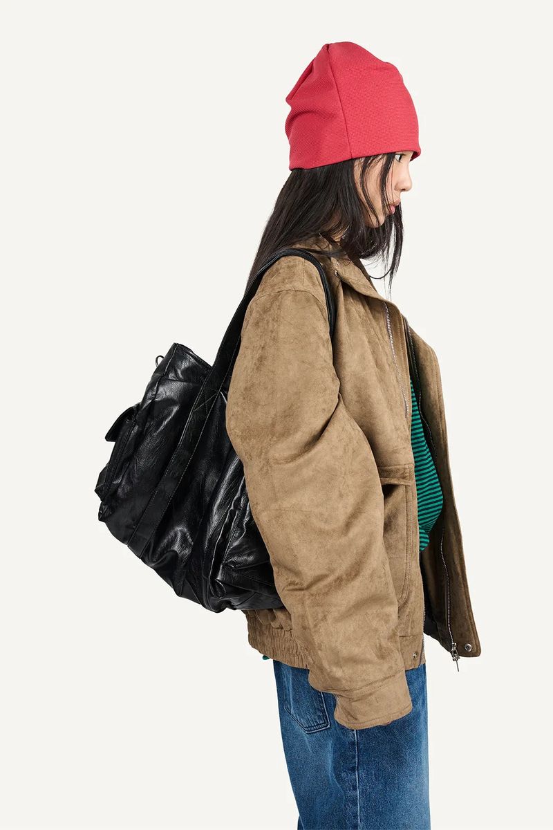 Glow High-Neck Suede Jacket