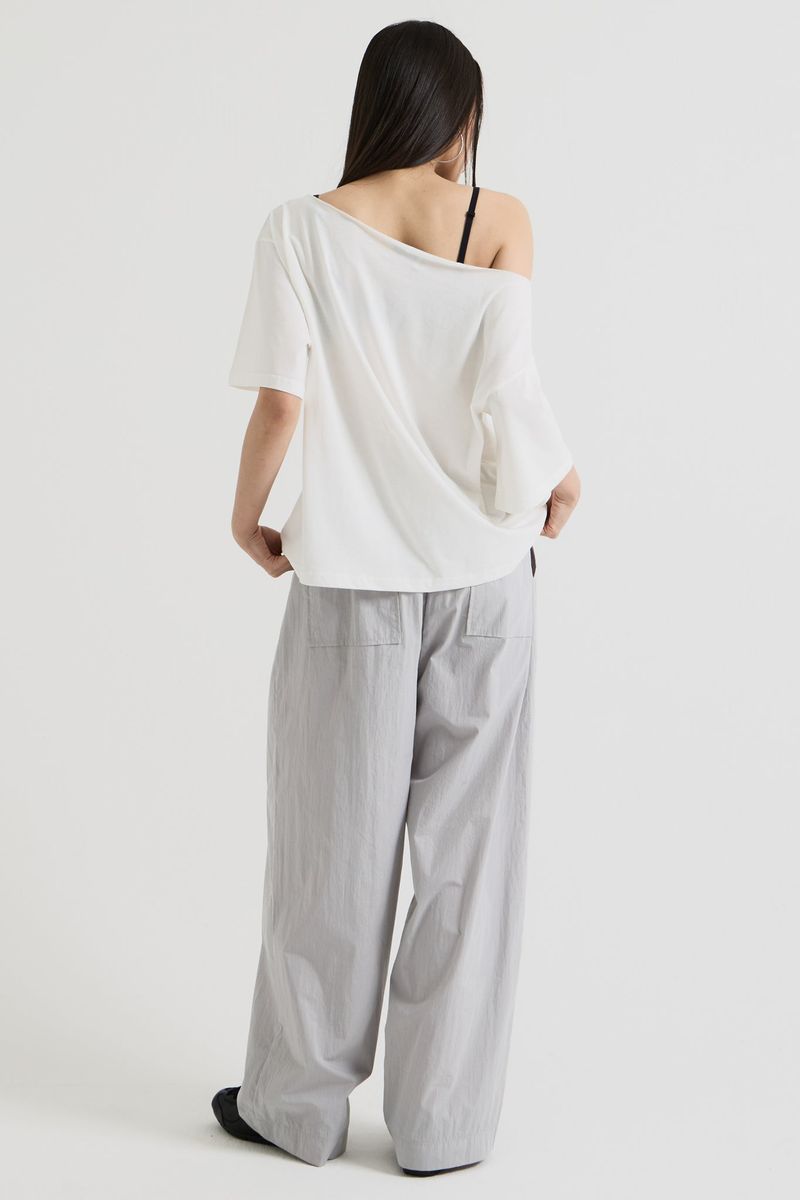 One shoulder t-shirt, White