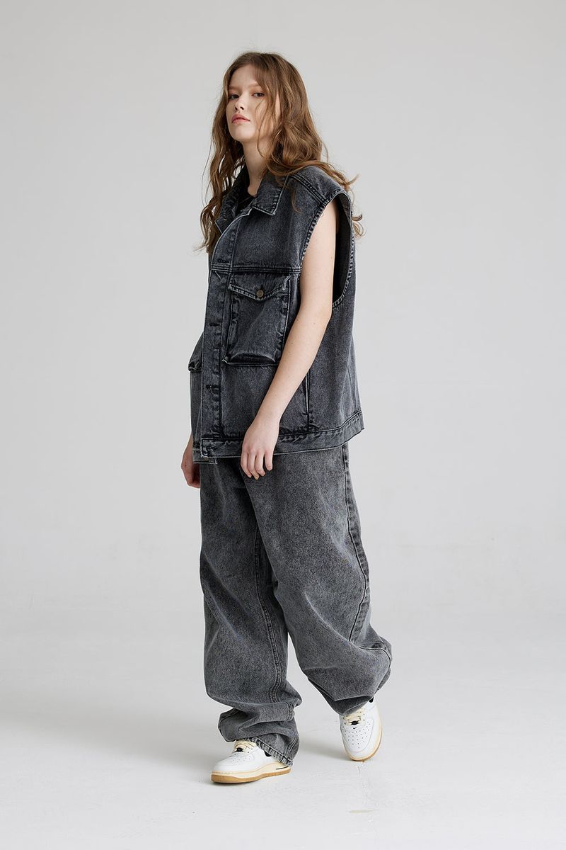 CARPENTER LOOSEFIT DENIM PANTS STONE BLACK