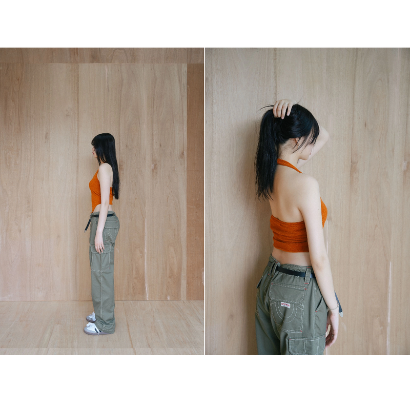 HALTERNEK KNIT VEST_ORANGE