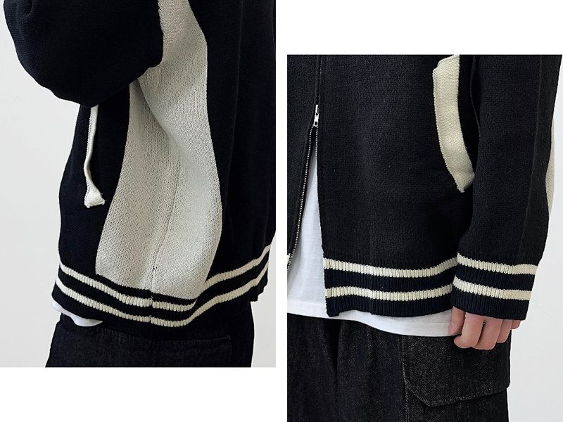Noire Varsity Knit Zip-Up