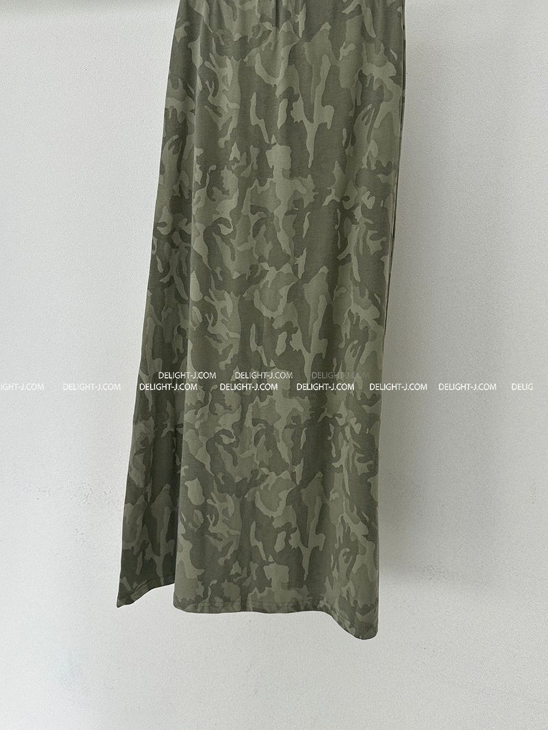 Camo Military Maxi Long Skirt