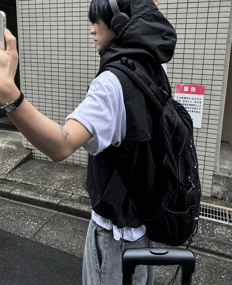 Techwear Nylon Hood Vest