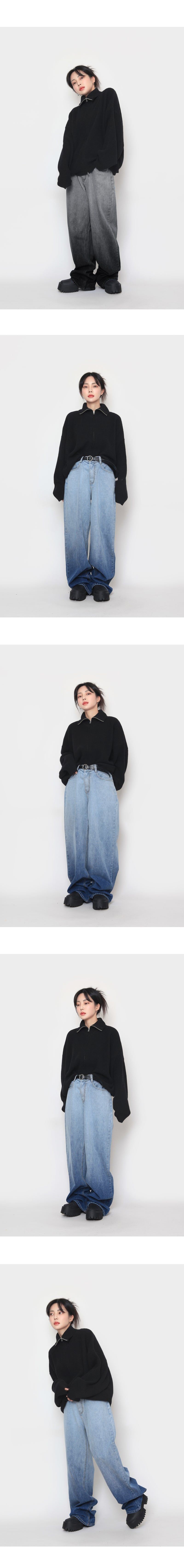 lambswool knitwear two-way zip-up