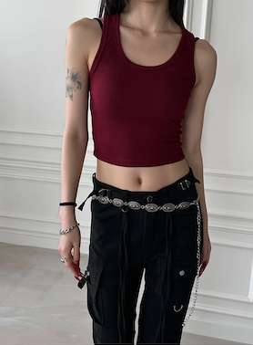 [BASIC ITEM] Rib crop sleeveless(9color)