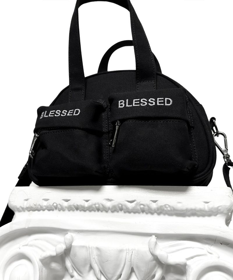 HALF MOON SHOULDER HAND BAG_SMALL-Canvas Black grey