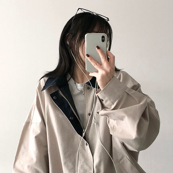 Mackle Boxy Color Collar Jacket