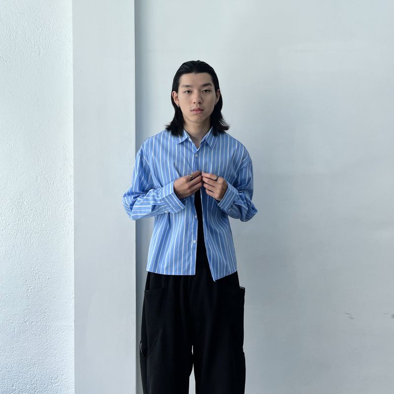 Boxy Cropped Striped Shirt