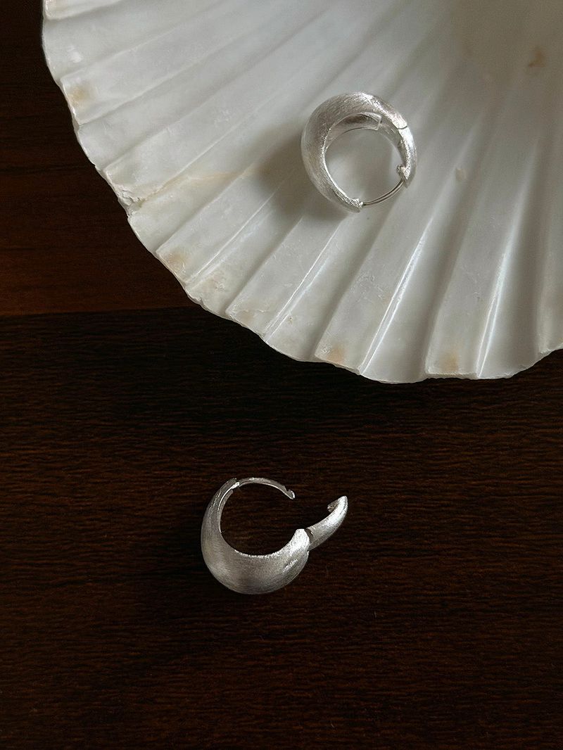 [925silver] Matt volume earring