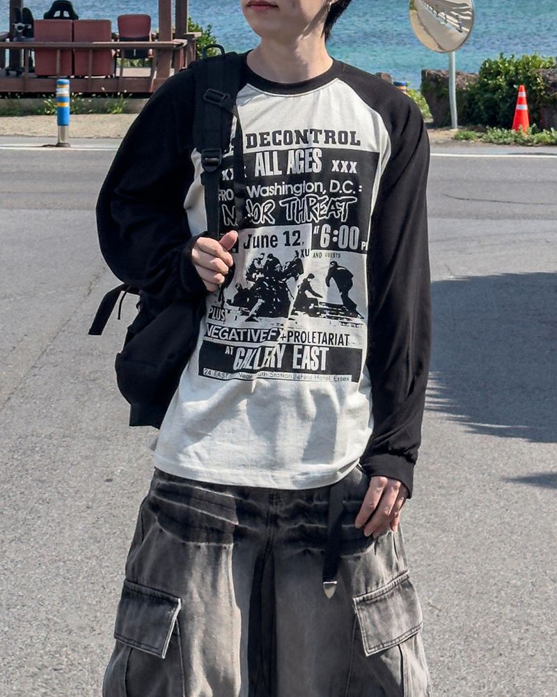 Poster Color Block Raglan Long Sleeve