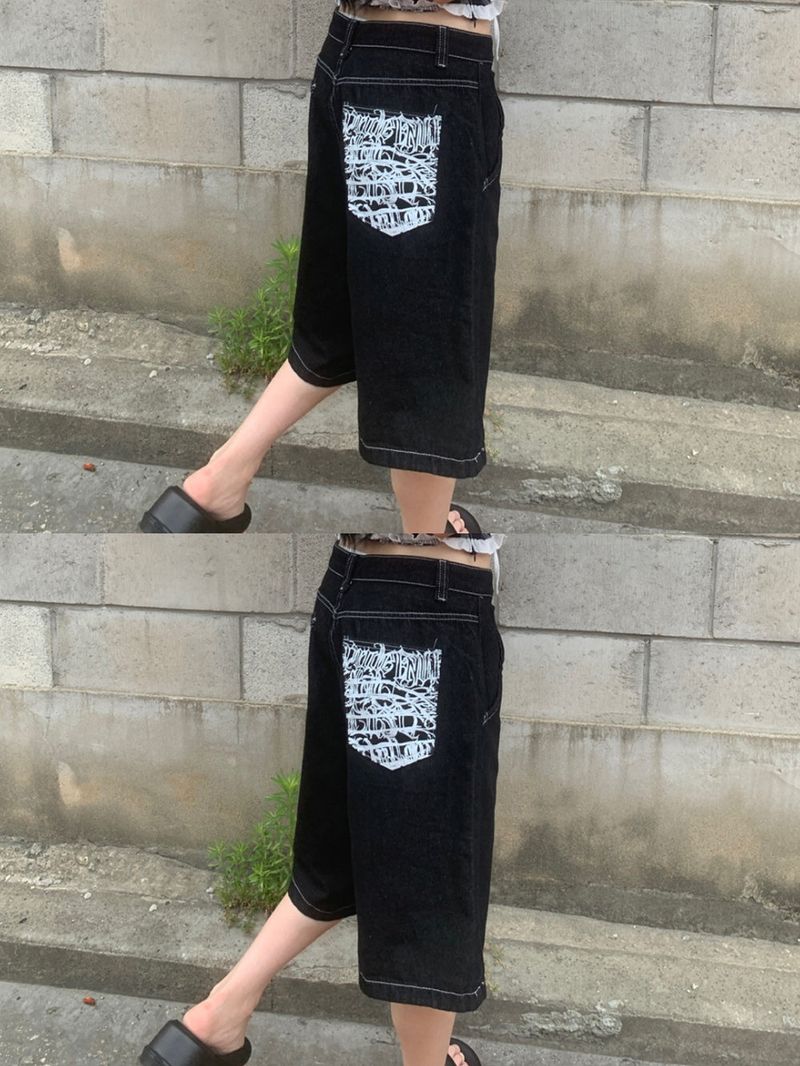  [🖤MD PICK] Backline Back Point Bermuda Denim Pants (Black)