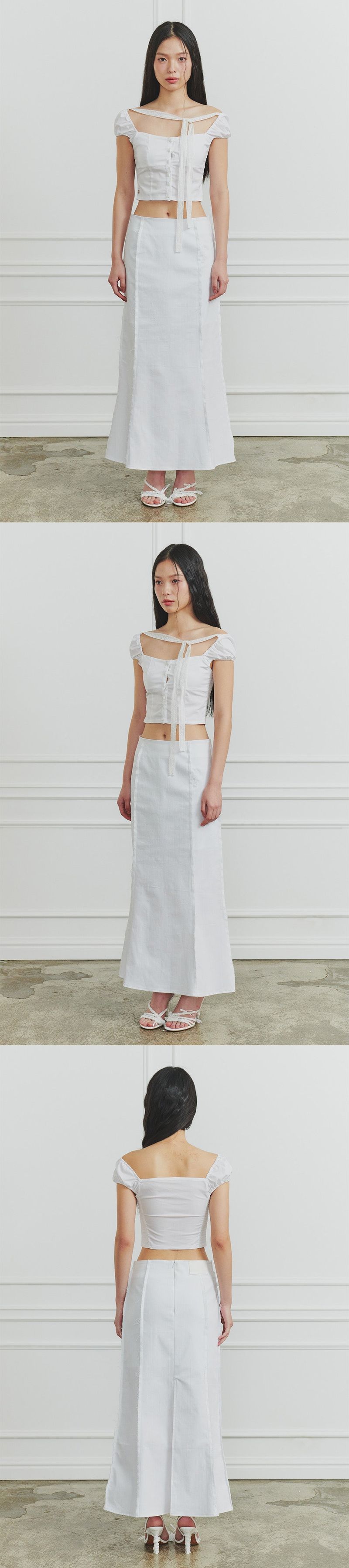CINDY LONG SKIRT white