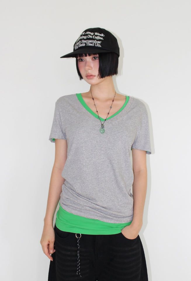 SOFT LONG V-NECK TEE