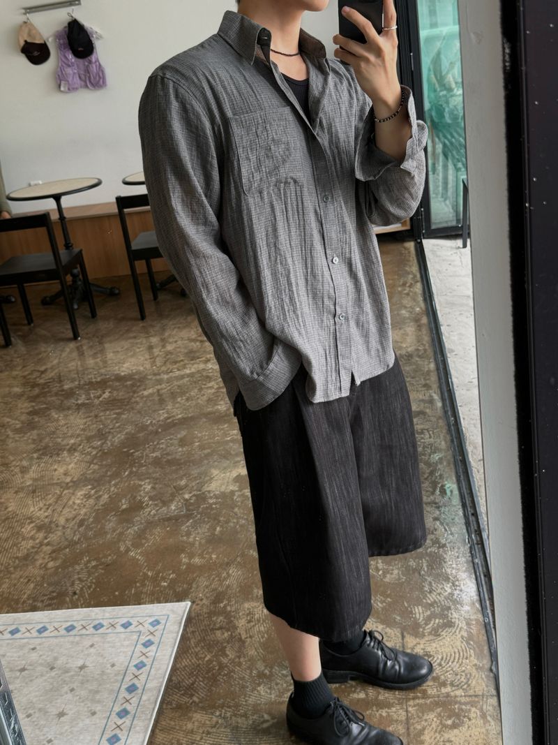 Mist checkered long sleeve shirt