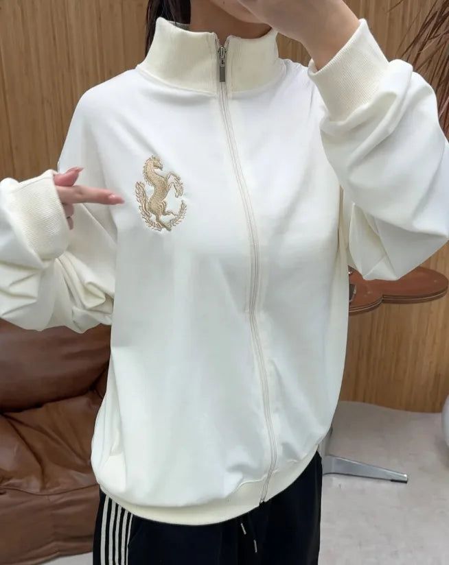 Nica Horse Embroidered Zip-Up