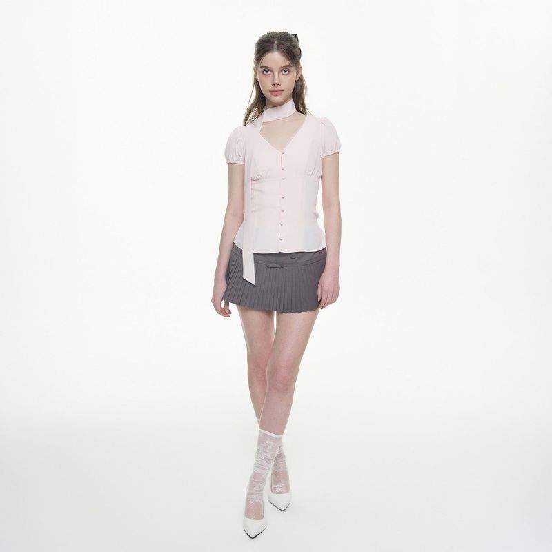 Chiffon Corset Blouse - PINK