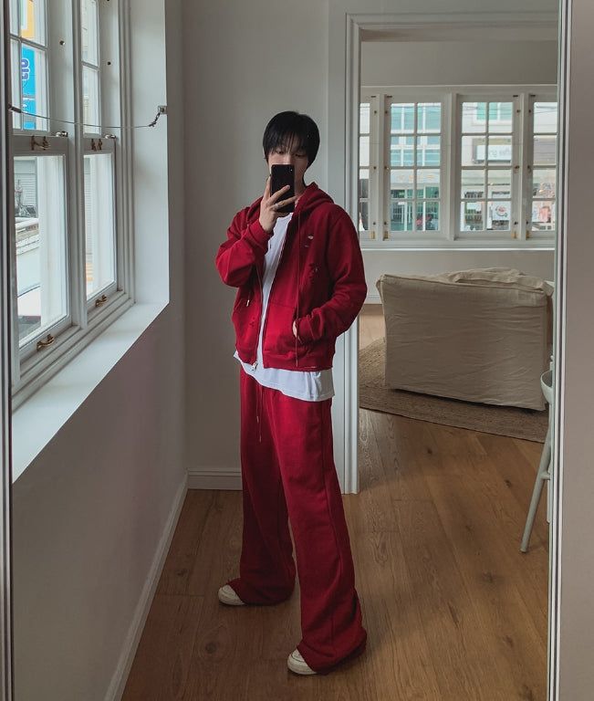 Ruby Damaged Sweat Hood Zip-Up Pants Set