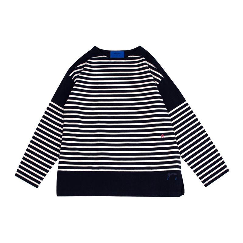 SWITCH123（スウィッチワンツースリー）の「ワイドストライプロングスリーブTシャツ（ユニセックス）_SYF3TS01CG（トップス）」