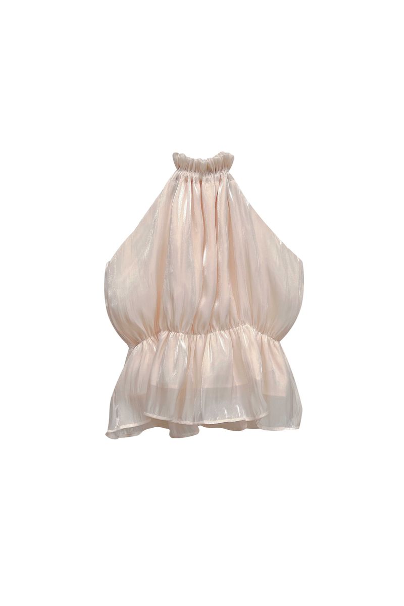 PEARL HALTERNECK TOP / IVORY