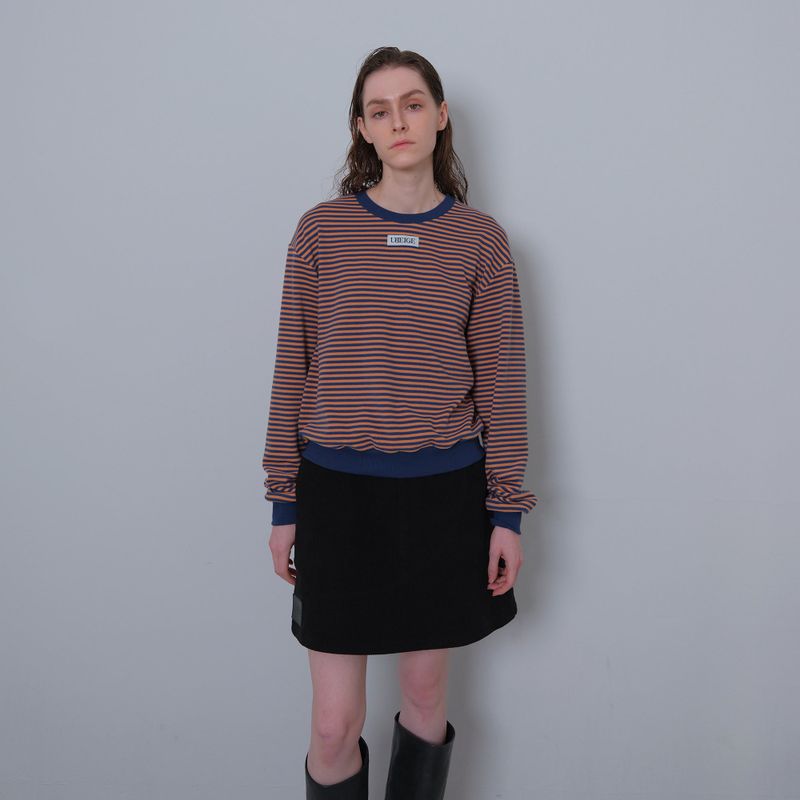 Black Corduroy Patch Mini-Skirt