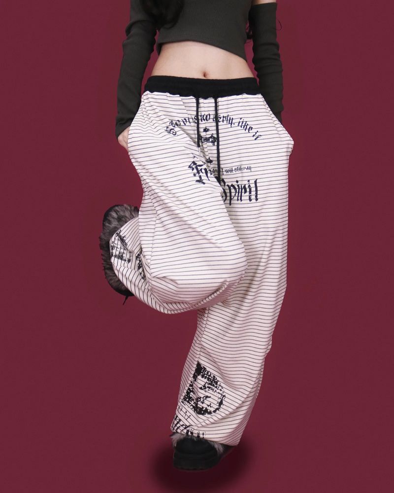 action striped wide pants (2color)