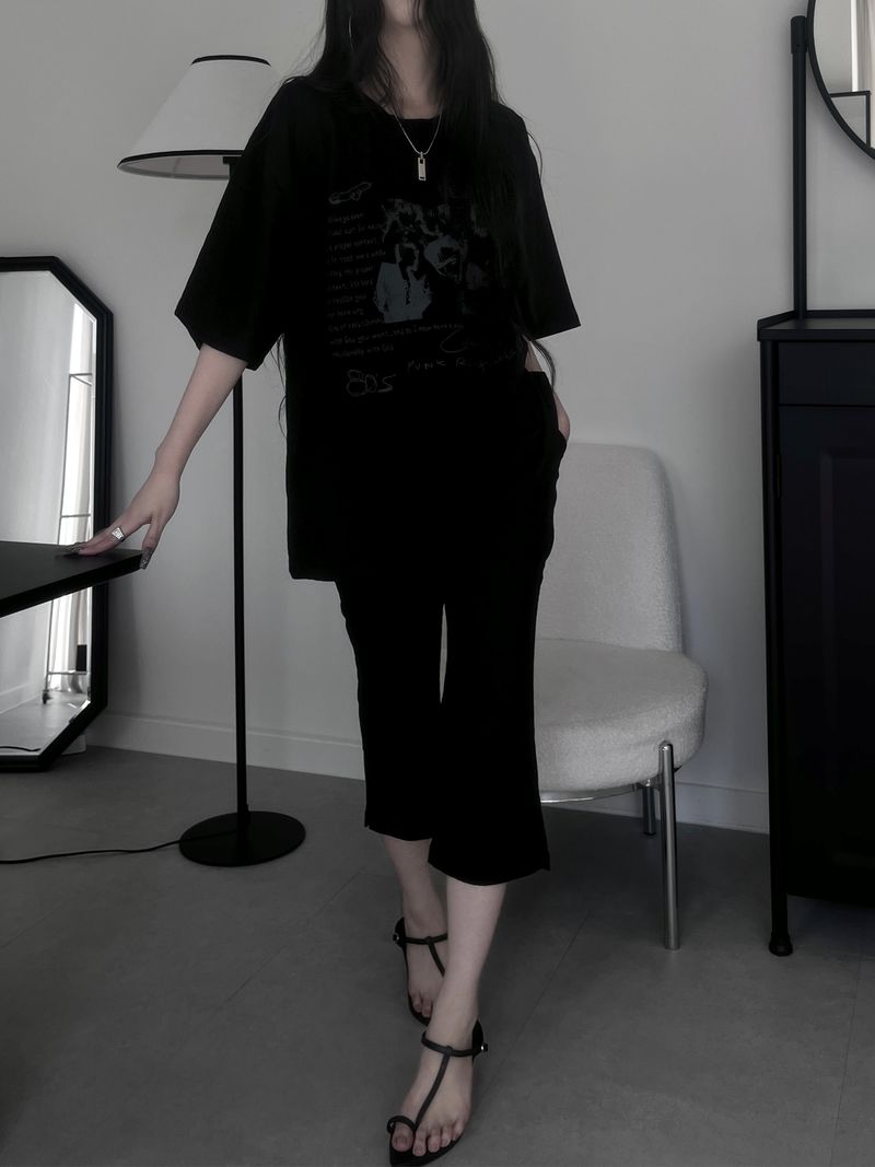 black slub capri denim