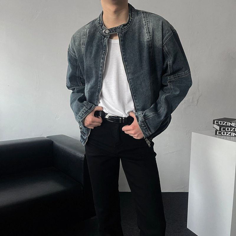 MG incision biker denim jacket (2 colors)