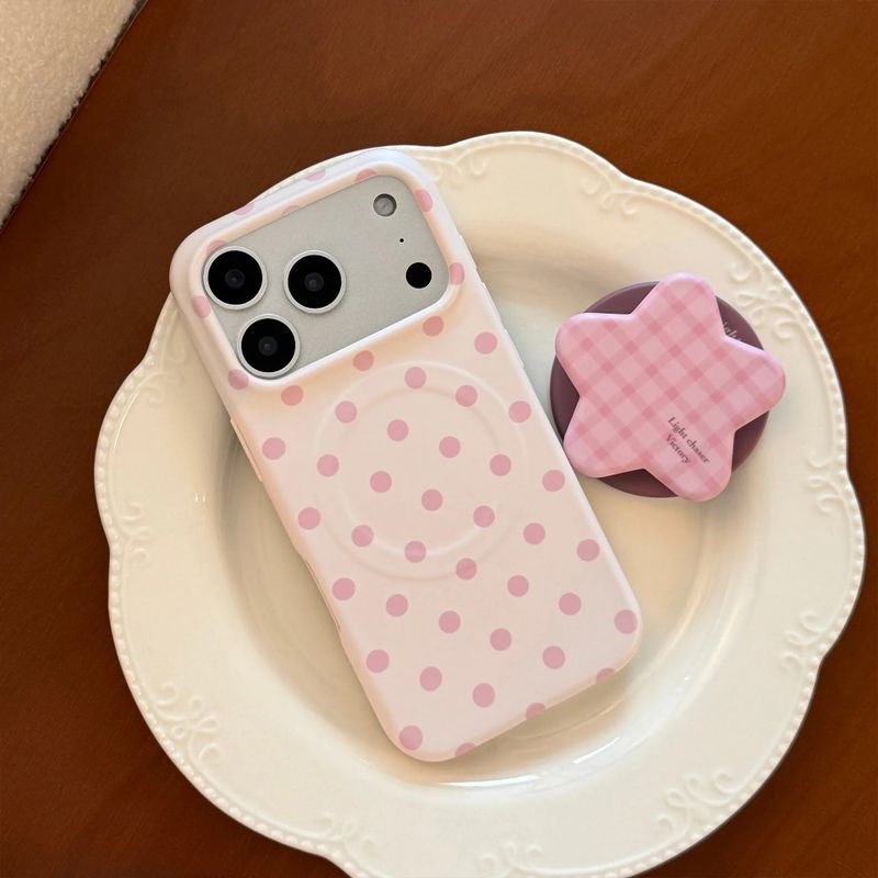 Pink Polka Dot Star Magnetic Stand Case