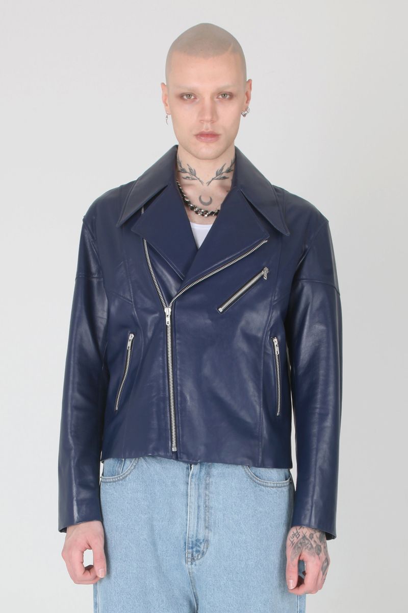 Midnight Blue Lamb Skin Rider Jacket