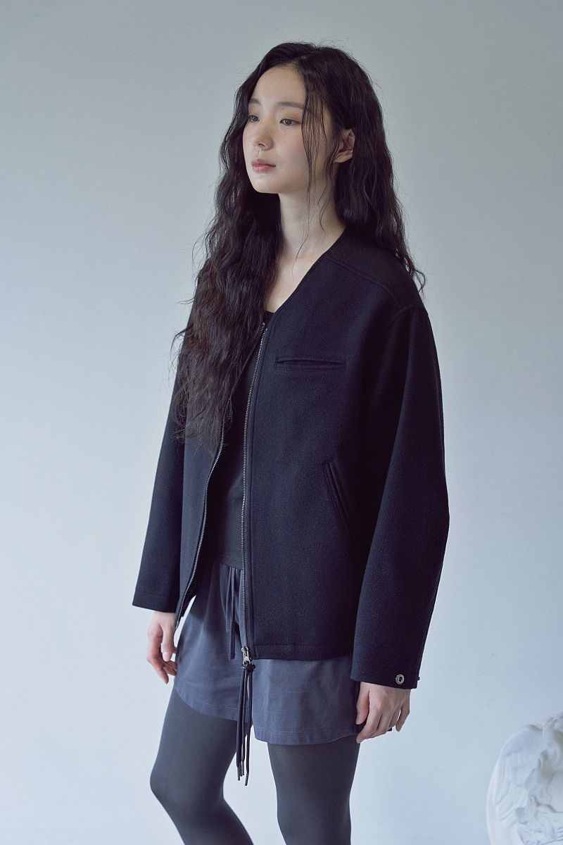 PURE-WOOL 90 Y ZIP-UP JACKET (Black)