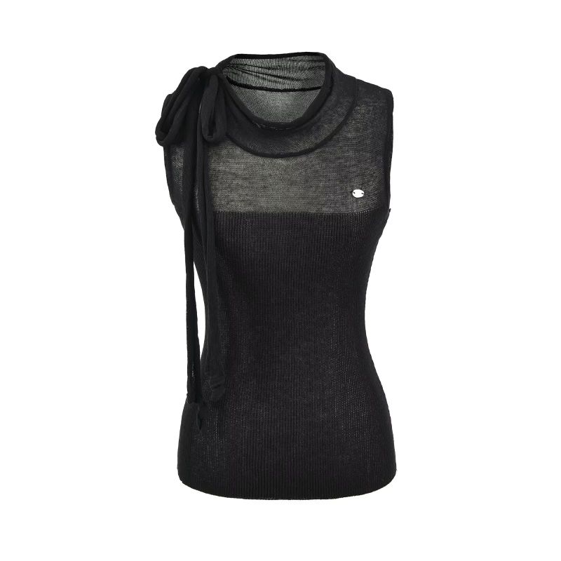 Isolde Ribbon Neck Ribbed Top
