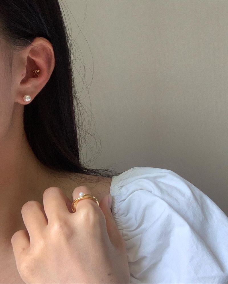 (silver925) ラブリーリボンピアス type2 *gold