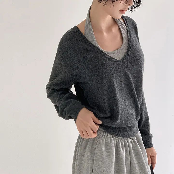 [Adenti] V-Neck Loose-Fit Knit - 5 Colors