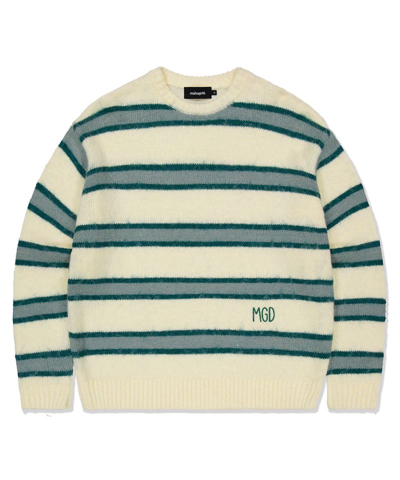 HAIRY STRIPE KNIT SWEATER