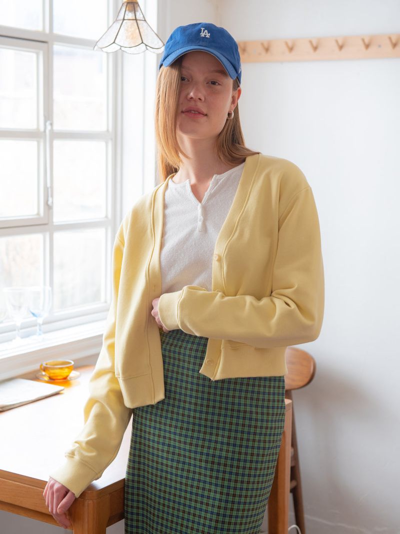 COTTON V-NECK CARDIGAN_YELLOW