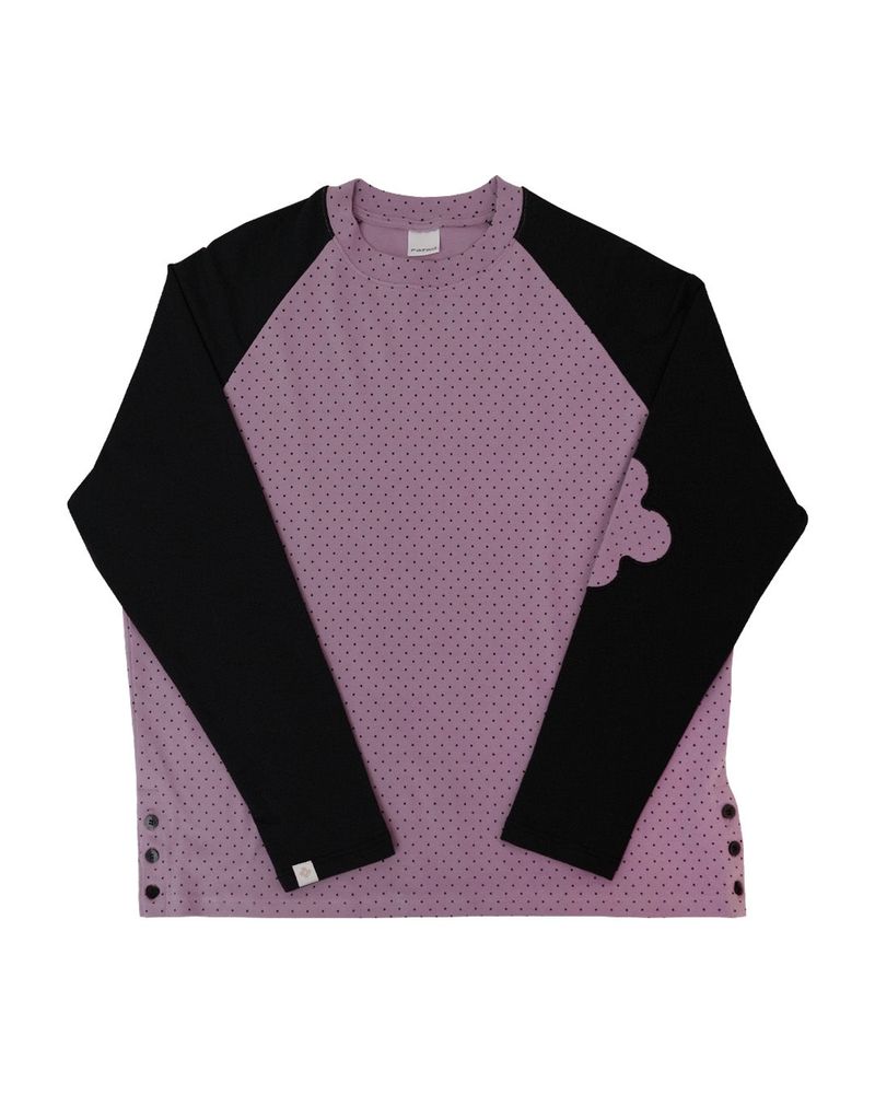 patched raglen t-shirts / blueberry