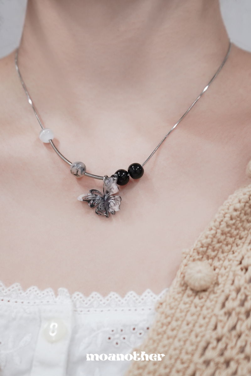 [Ive Rey Pick!][S.Steel] Black Oriental Butterfly Necklace