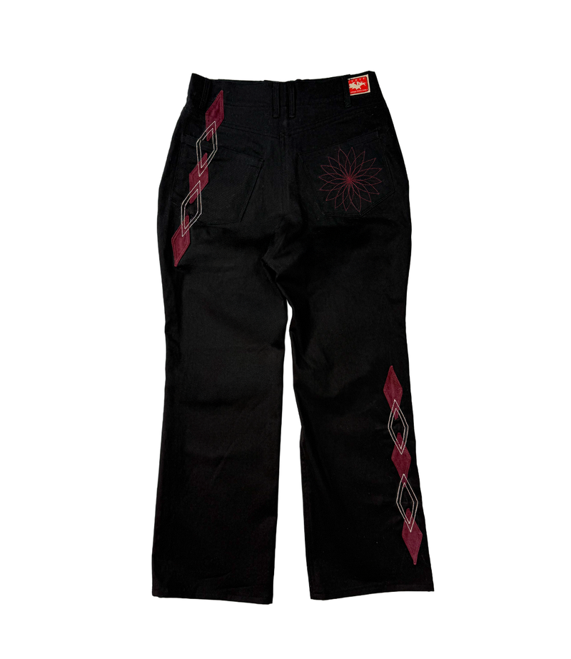 [Hand-Made「006」] Argyle Patch Pants_Black&Burgundy