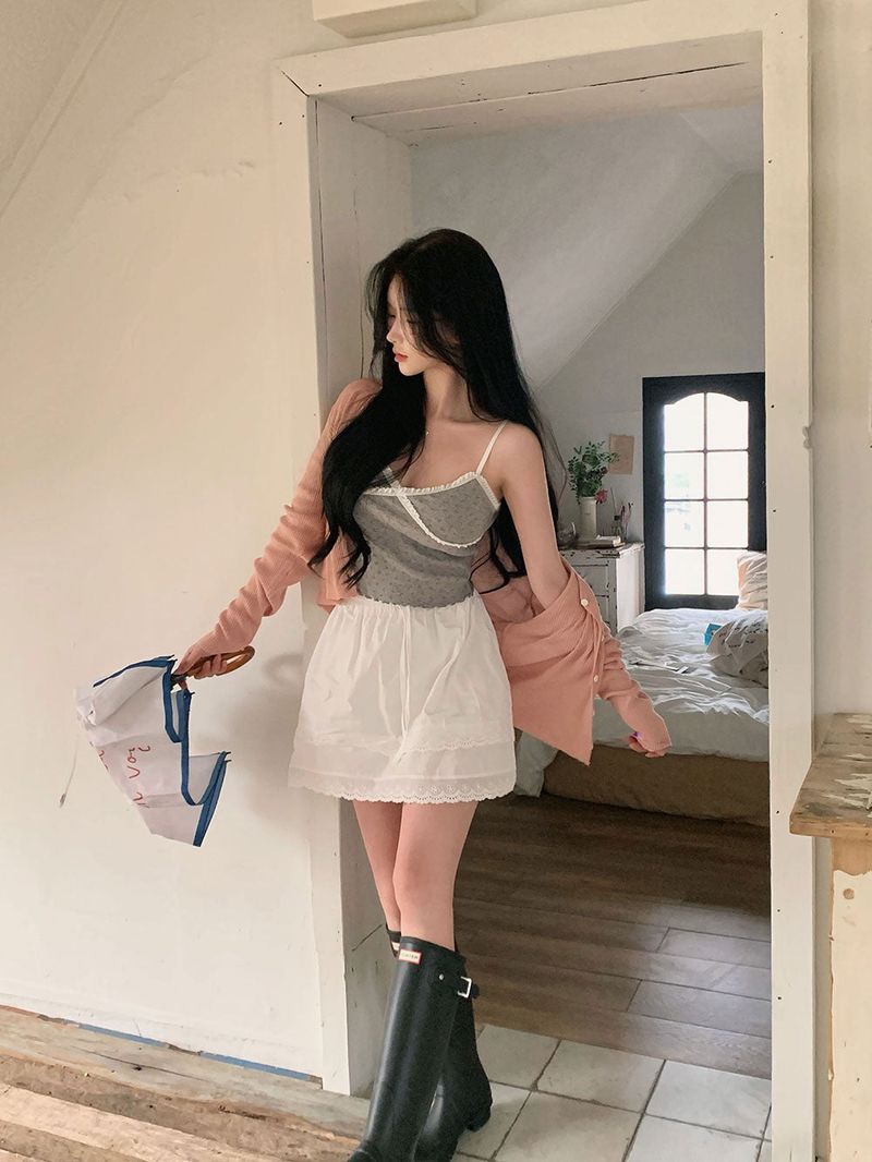 [BELLIDE MADE] FLOWER PATTERN LACE sleeveless camisole