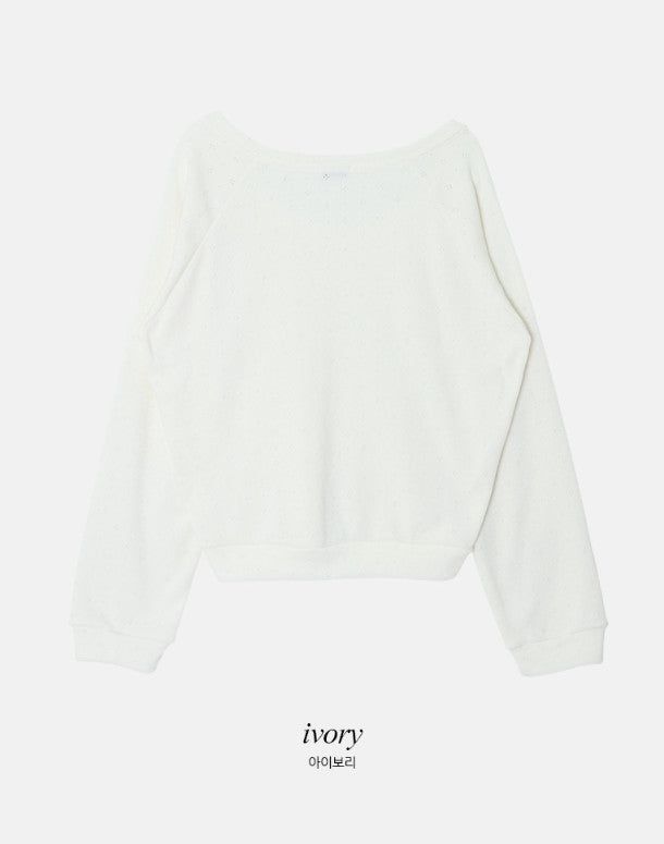U-neck Eyelet Basic Knit T-Shirt (4color)
