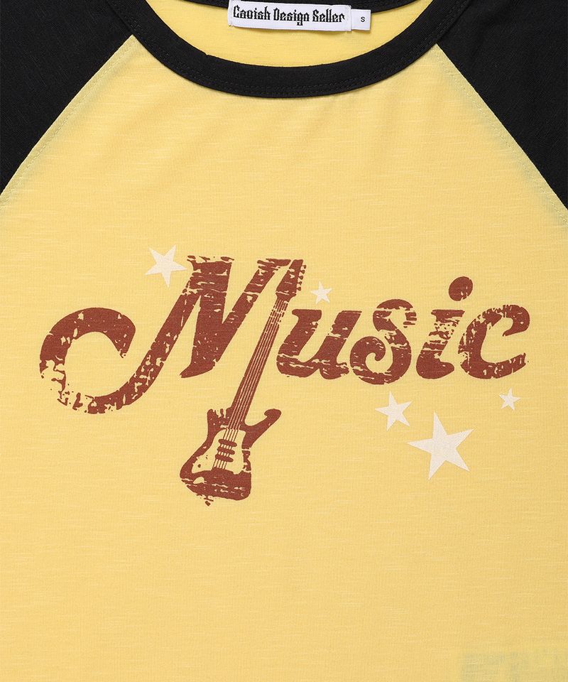 VINTAGE MUSIC RAGLAN TEE YELLOW(CV2GFFT551A)