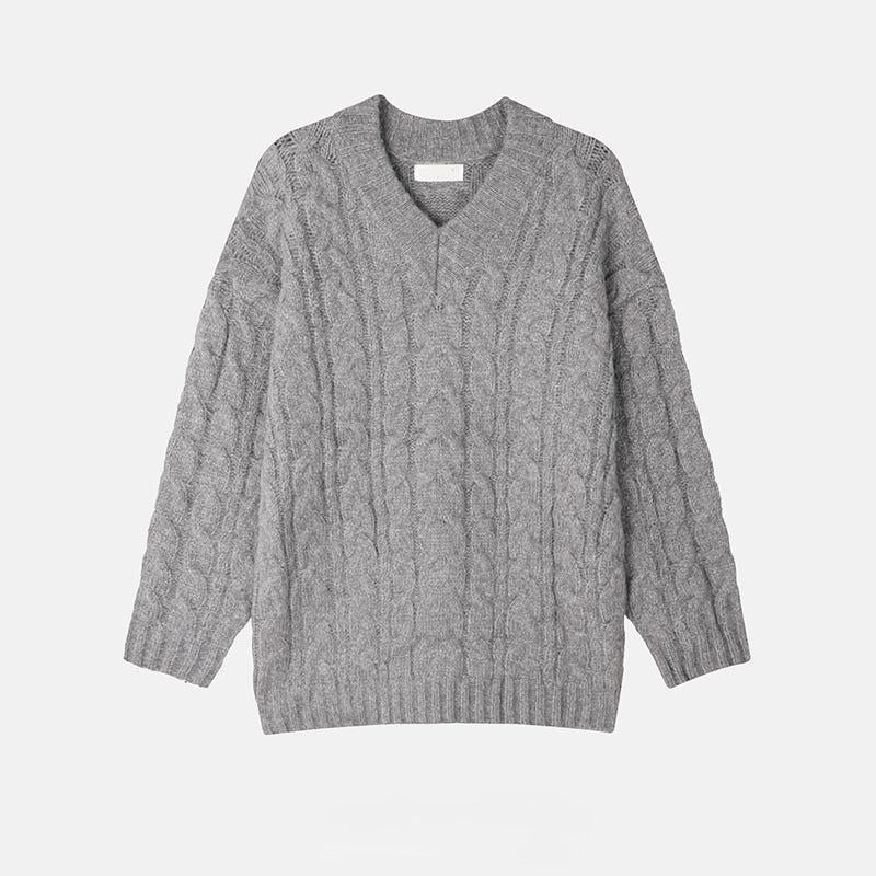 ASCLO Wool Craft Twist V Neck Knit (3color)