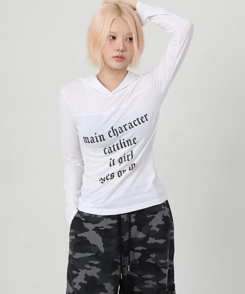 Lettering Hood Long Sleeve