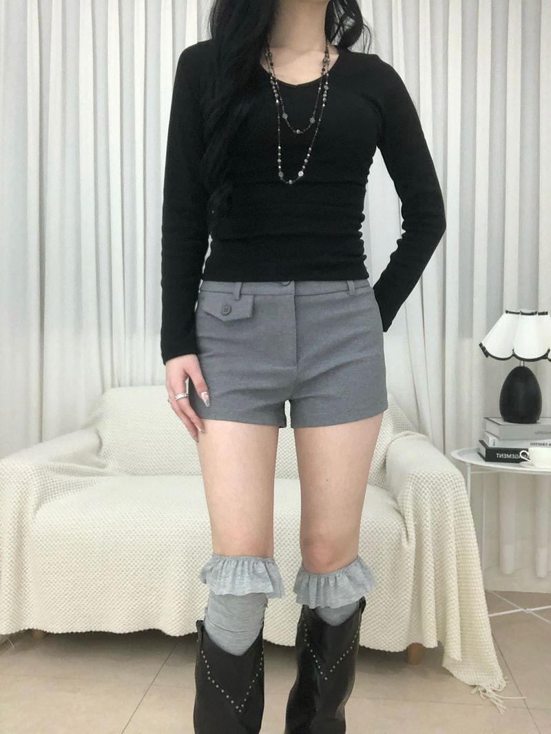 Slim Shirring V-Neck T