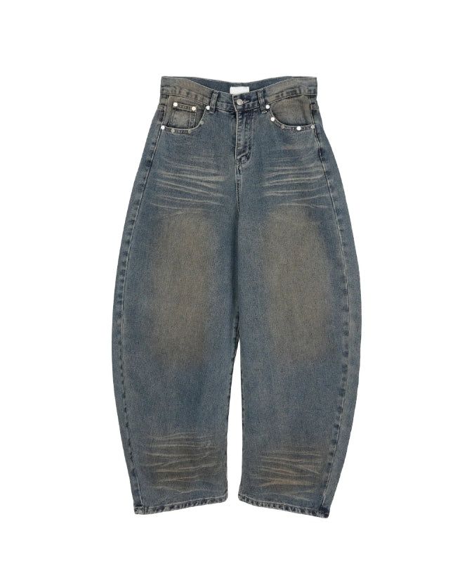 Elt leather pocket denim pants