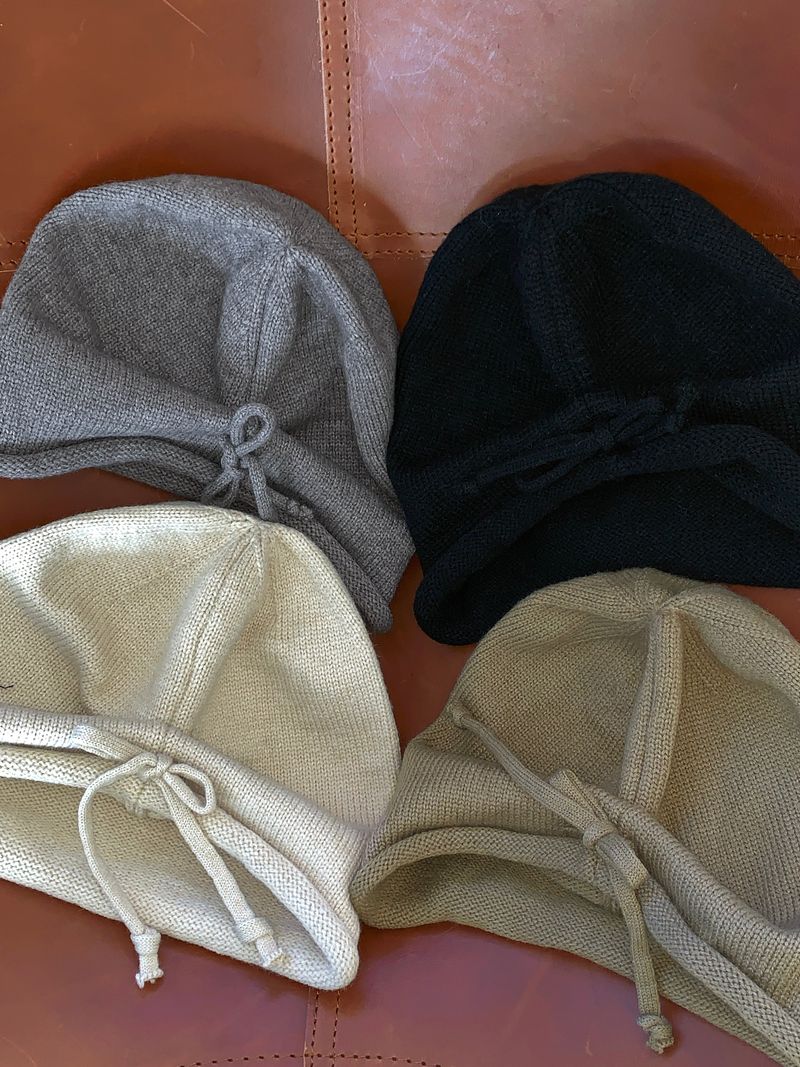 Hicot string point knit bandana beanie