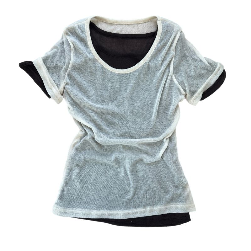 Melting Sheer Layered Half Sleeve Tee