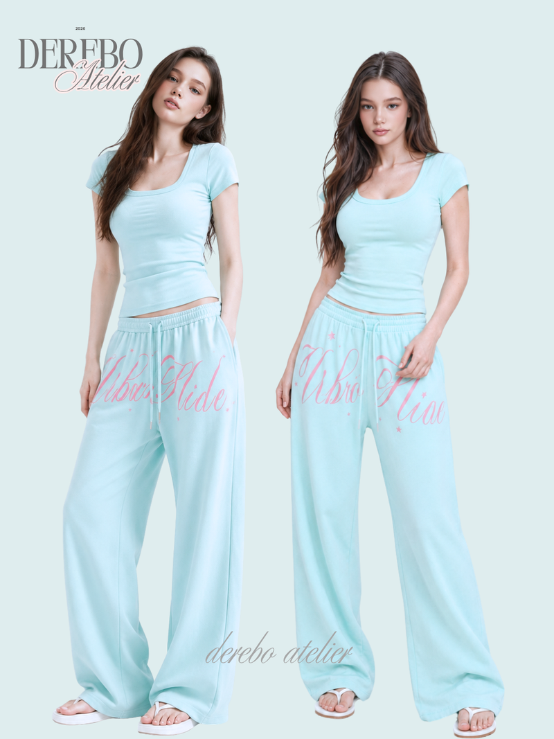 dereborujo（ドレボルゾー）の「Taylor Mint Lettering Casual Wide Pants（Pants）」