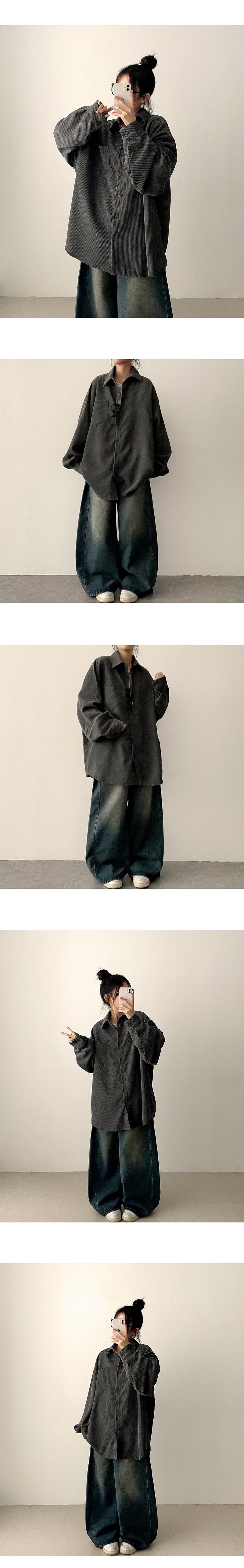 Judd side pin tuck incision denim wide pants