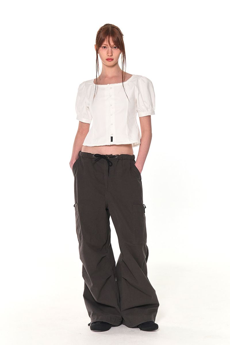 PUFF BUTTON BLOUSE (WHITE)